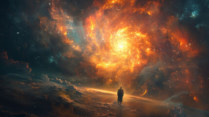 an image of the cosmos as imagined by a wise sage and astrologer.generative ai