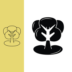 tree logo, a tree always depicts a meaning of usefulness or profit for a company. Line art style and silhouette stylish.