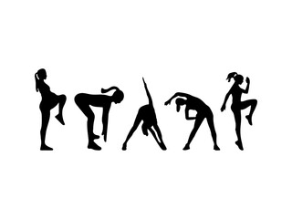 woman warm-up exercises silhouette.