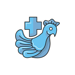 dove logo, above which there is a cross. solid color style.