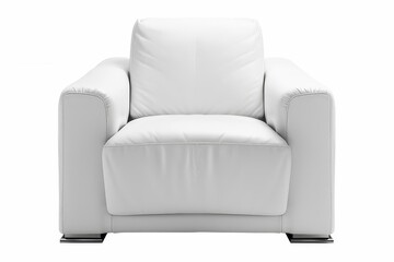 sleek modern white leather armchair isolated on white background front view minimalist furniture design