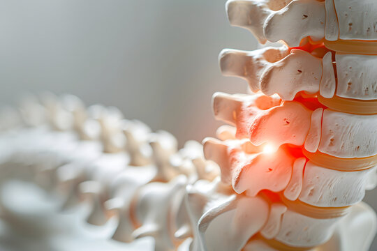 A detailed view of intervertebral hernias and trigger points on the human spine