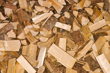 Part of a cluster with split firewood