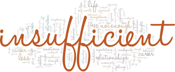 Obraz premium Insufficient word cloud conceptual design isolated on white background.