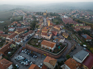 Obraz premium Aerial view of the medieval village of Tavullia. Province of Pesaro and Urbino, Italy