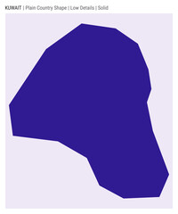 Kuwait plain country map. Low details. Solid style. Shape of Kuwait. Vector illustration.