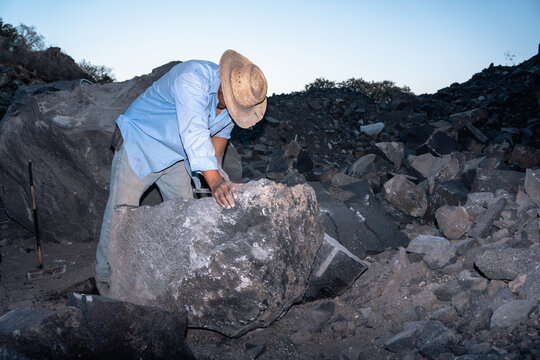 Exploitation of Volcanic Rocks in Quarry
