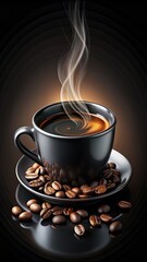 Steaming Cup of Coffee. Generative AI