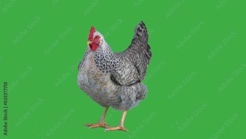 Wall mural standing chicken on green screen