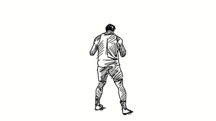 Animation of hammer throw athlete in action.
