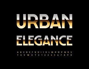 Vector premium icon Urban Elegance. Gold stylish Font. Luxury Alphabet Letters and Numbers.