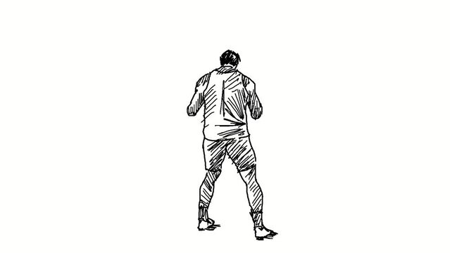 Animation of hammer throw athlete in action.