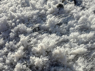 Salt crystals along the shore of Lake Manly at Badwater Basin in Death Valley.