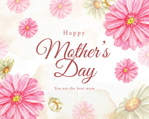 happy mother day card with floral painting ornament decoration