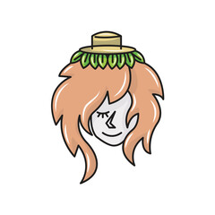 illustration of a beautiful woman smiling. solid color style,