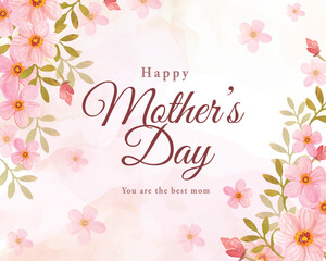 happy mother day card with floral painting ornament decoration