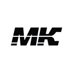 MK Typography brand name vector icon with leaser light effect.