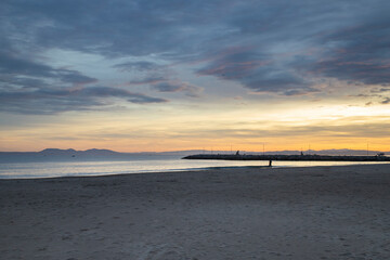 Naklejka premium Scenic view of Roses town in Catalonia, Spain at sunset
