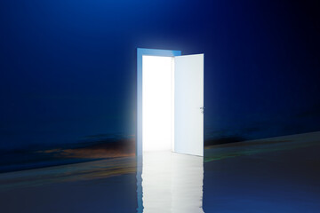 Doorway to another dimension in dark space