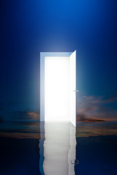 Doorway to another dimension in dark space