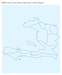 Haiti plain country map. High Details. Outline Regions style. Shape of Haiti. Vector illustration.