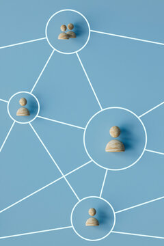 Abstract Social Network with Wooden Figures