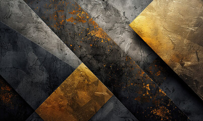 Digital abstract art with a black and gold theme, featuring geom