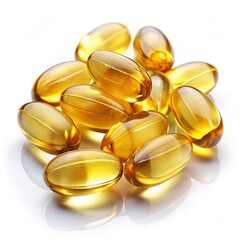 Stack of Fish Oil Capsules on White Background. Generative AI