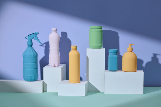 Set of usual plastic bottles from an average household