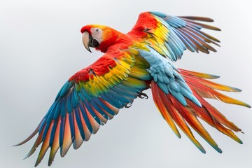 Obraz premium Colorful Parrot Flying Through the Air