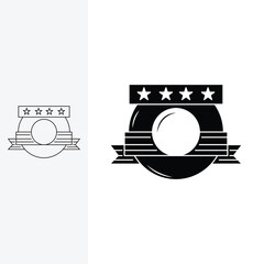 badge ornament for awards with a name ribbon on top. Line art style and silhouette stylish.
