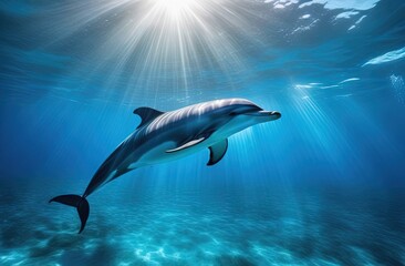 Obraz premium underwater shot of a dolphin in mid-dive