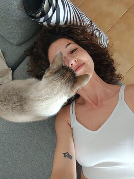 UGC selfie of Woman and Cat 