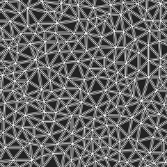 Triangles background. Small triangles size. Solid shapes in frames. Black and white style. Repeatable pattern. Classy vector tiles. Dark silver contrast. Seamless vector illustration.