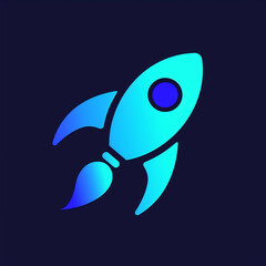 Obraz premium Rocket Icon in Midnight Blue Gradient Minimalist Neumorphism Style
