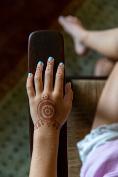 Girl hand with Henna Tattoo 