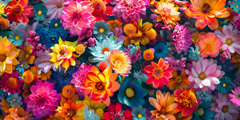 Colorful floral background with various flowers