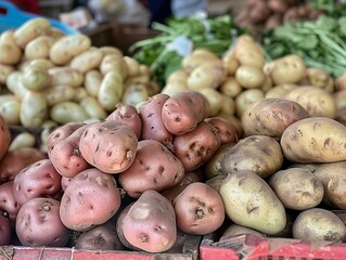 Homegrown Bounty: A Display of Fresh Potatoes at the Market