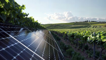 Explore the synergy of agriculture and renewable energy in this captivating image showcasing solar...