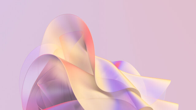 Transparent 3D abstract shapes in soft pastel colors