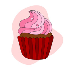 Bakery sweet cupcake coloring drawing design illustration