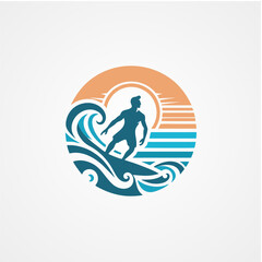 logo surfing vector template illustration ideas