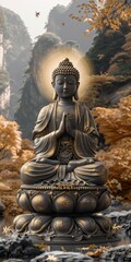 Fototapeta premium Buddha Statue Sitting in Forest