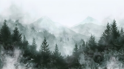 A misty rainy forest created