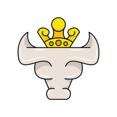 bull logo with a crown on top. solid color style,