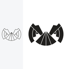 winged mountain logo, with wings forming the letter m, logo design template sign. monoline style and silhouette stylish.