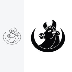 bull logo in simple style, Line art style and silhouette stylish.