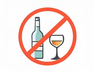 icon prohibiting drinking alcohol, vector image on white background, logo
