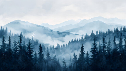Obraz premium A misty rainy forest created