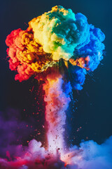 A rainbow colored nuclear blast